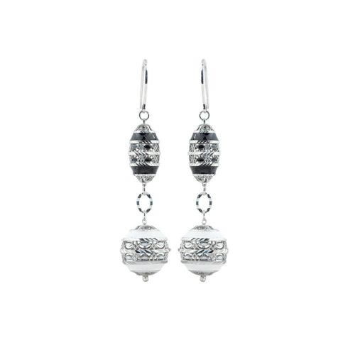 925 rhodium-plated and enameled silver earrings - ZOR1066-MB