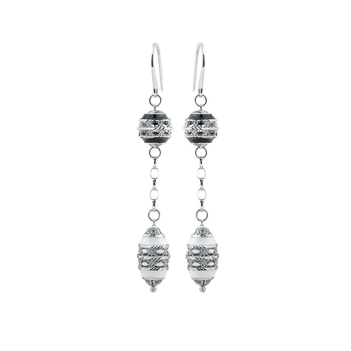 925 rhodium-plated and enameled silver earrings - ZOR1076-MB