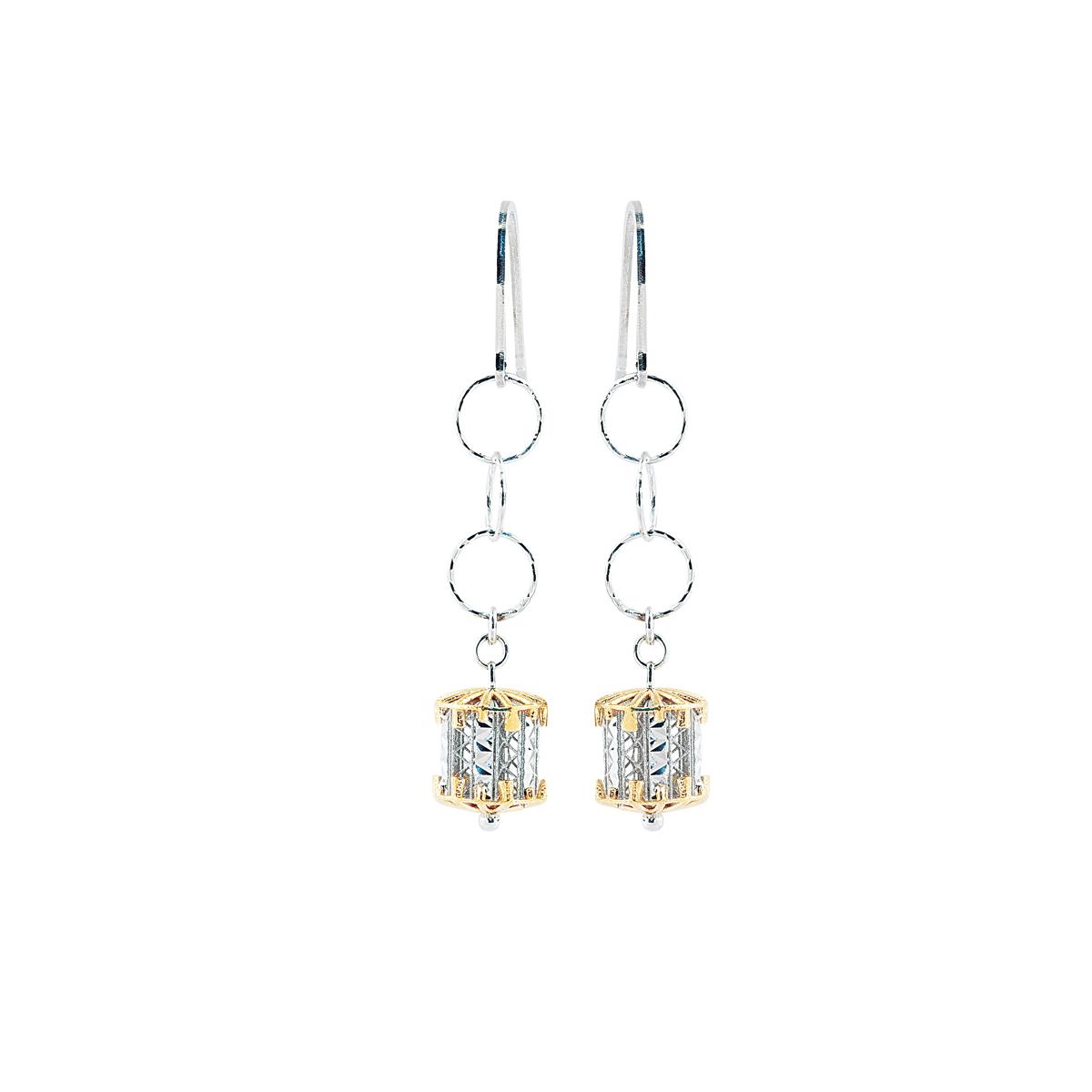 925 rhodium-plated and gold-plated silver earrings - ZOR1087-LN