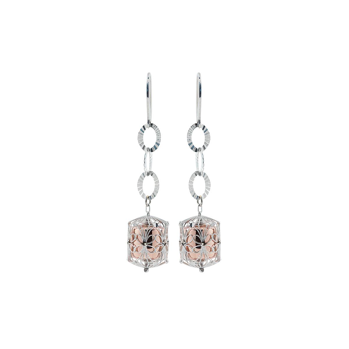 Earrings in 925 silver rhodium-plated and rose gold-plated - ZOR1089-LH