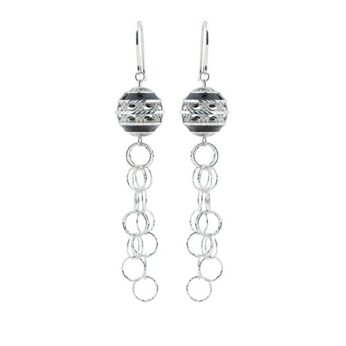 925 rhodium-plated and enameled silver earrings - ZOR1096-MB