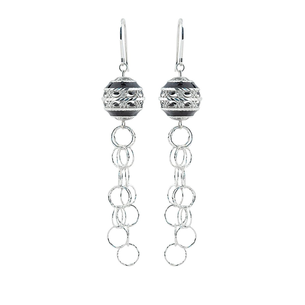 925 rhodium-plated and enameled silver earrings - ZOR1096-MB