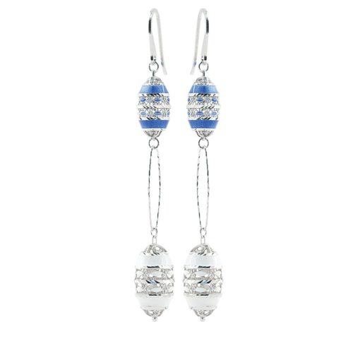 925 rhodium-plated and enameled silver earrings - ZOR1098-MB