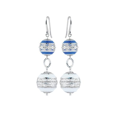 925 rhodium-plated and enameled silver earrings - ZOR1103-MB