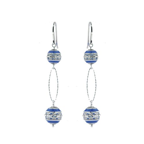 925 rhodium-plated and enameled silver earrings - ZOR1107-MB
