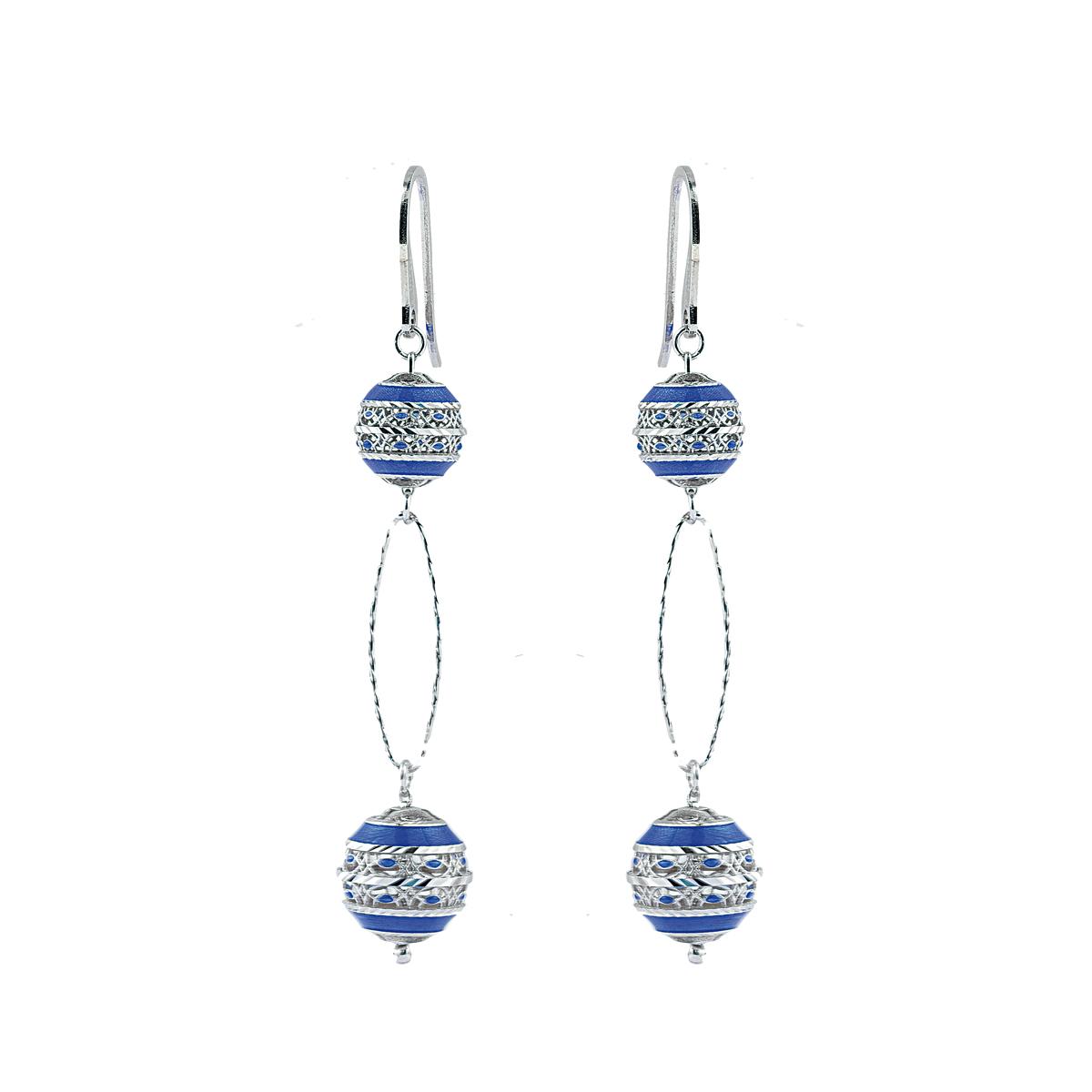 925 rhodium-plated and enameled silver earrings - ZOR1107-MB
