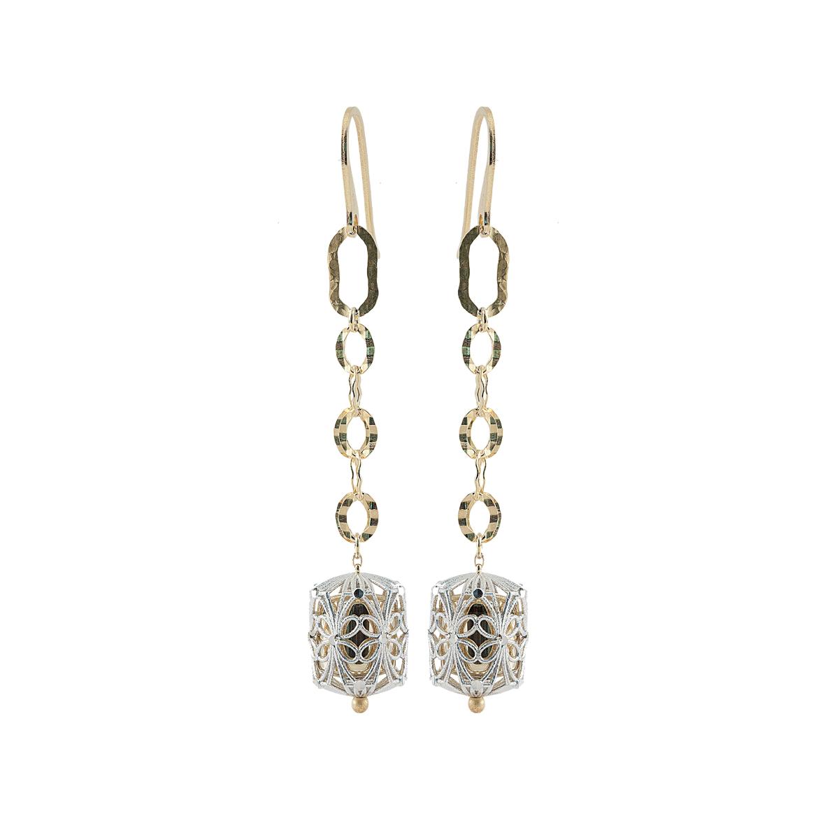 925 rhodium-plated and gold-plated silver earrings - ZOR1109-LN
