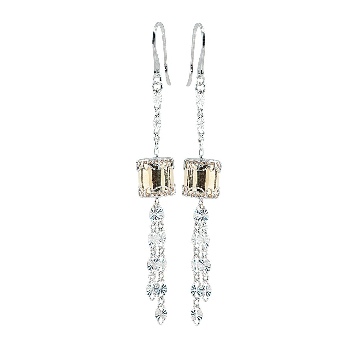 925 rhodium-plated and gold-plated silver earrings - ZOR1113-LN