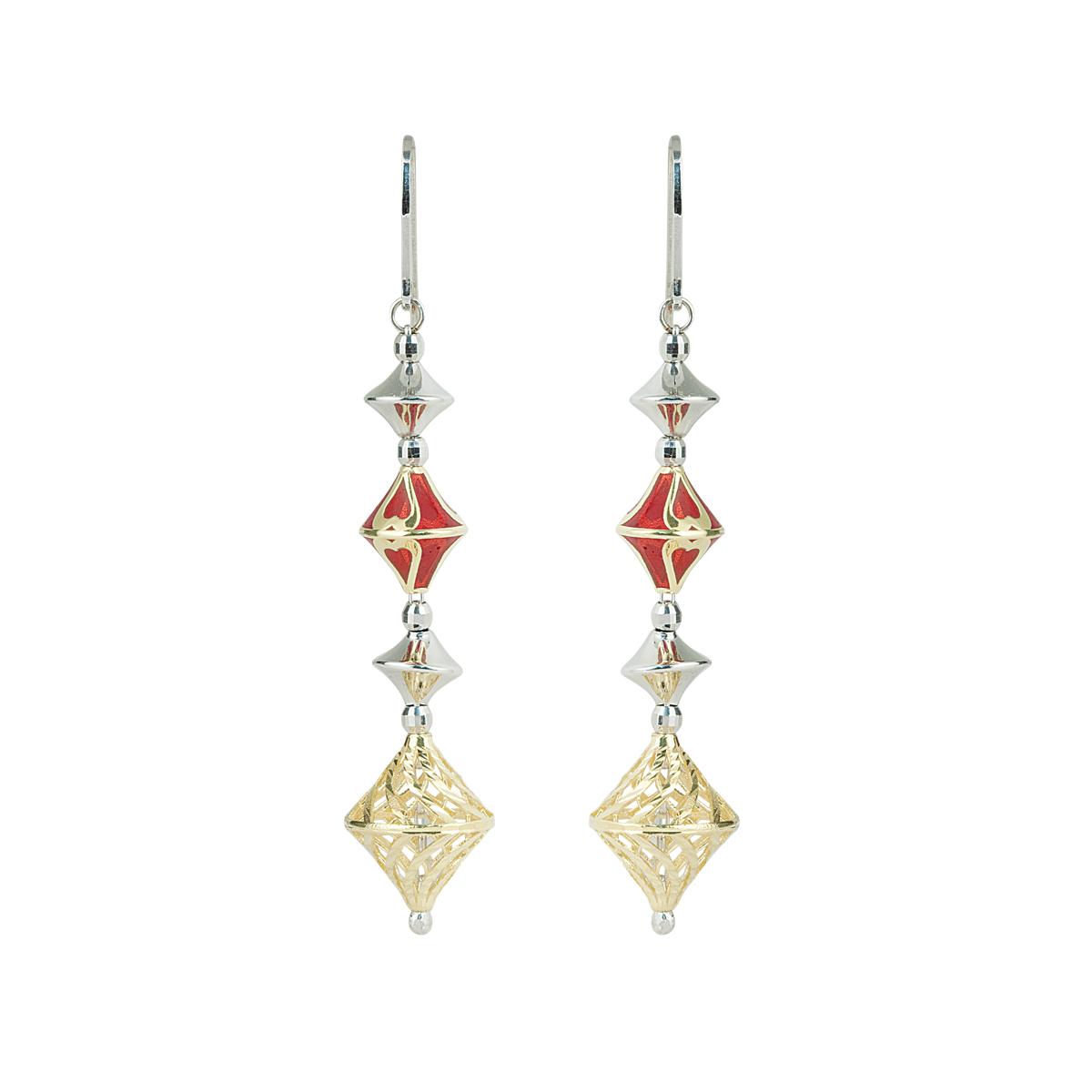 925 rhodium-plated and gilded and enameled silver earrings - ZOR1137-MN