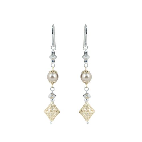 925 rhodium-plated and gilded silver earrings with pearls - ZOR1142-LN