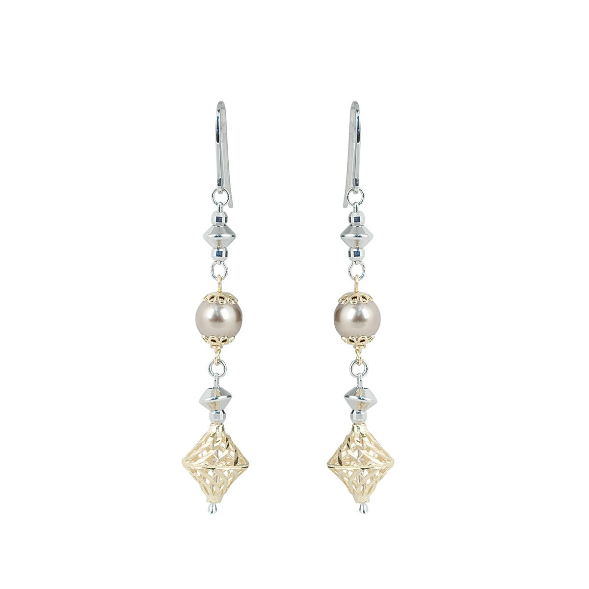 925 rhodium-plated and gilded silver earrings with pearls - ZOR1142-LN