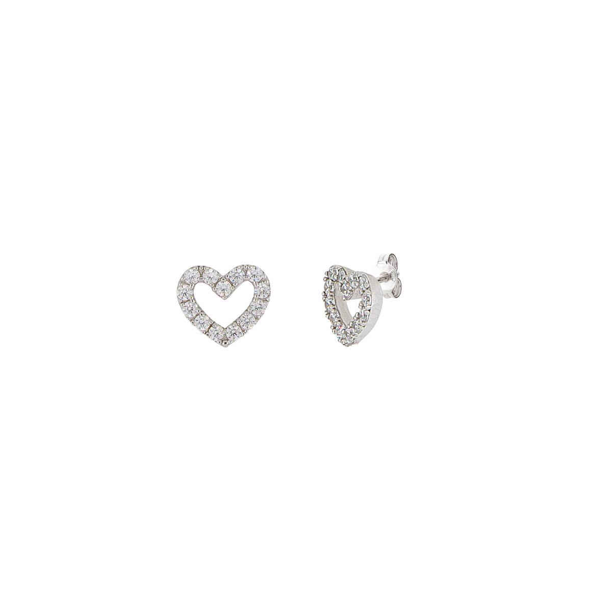 Heart earrings in 925 rhodium silver with zircons - ZOR1250-LB