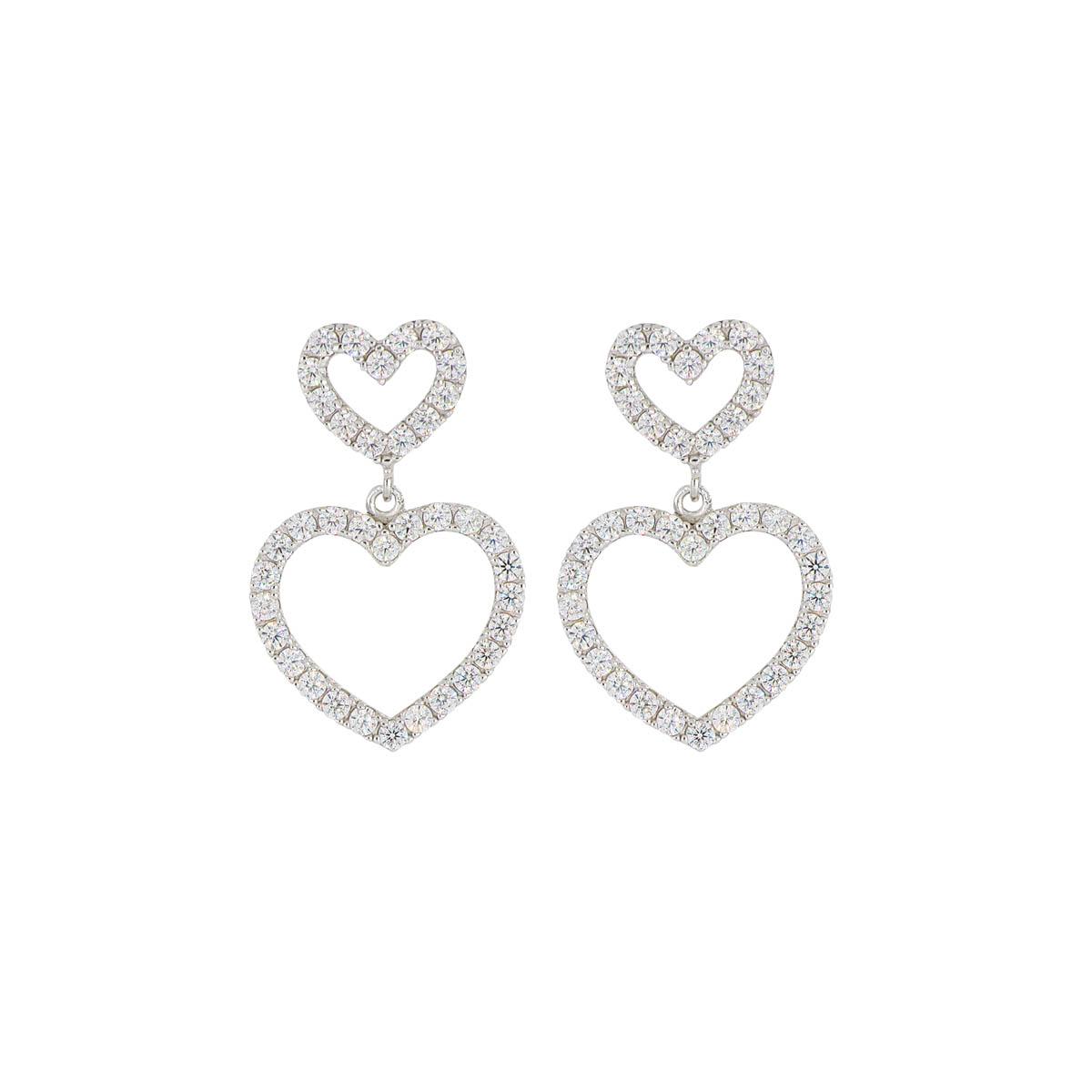 Heart earrings in 925 rhodium silver with zircons - ZOR1252-LB