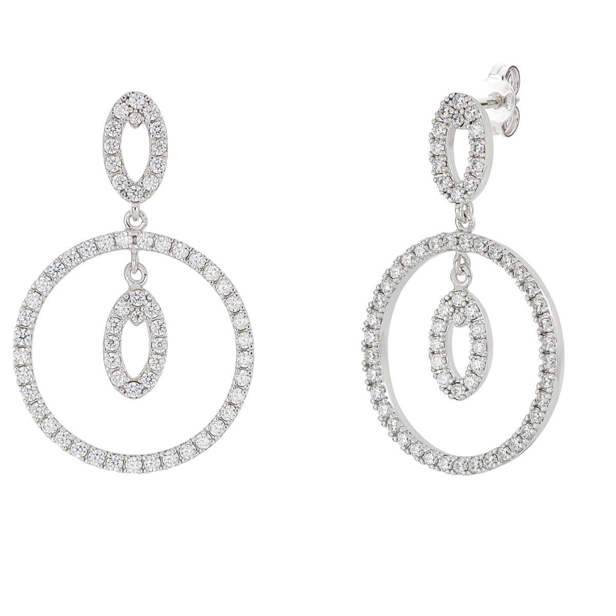 925 rhodium silver earrings with zircons - ZOR1260-LB