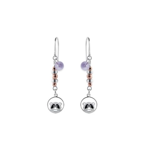 Earrings in 925 rhodium-plated, rose-gold-plated, enamel and Swarovski ™ silver - ZOR721-MH