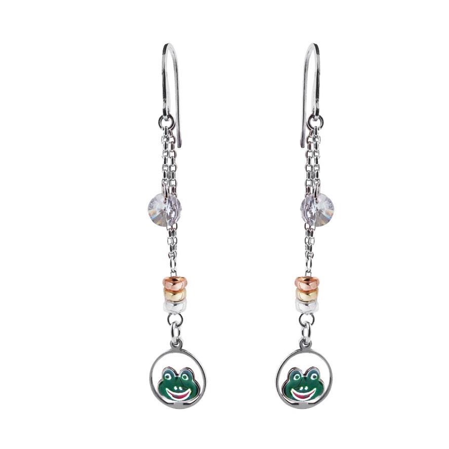 925 rhodium-plated, gold-plated, enamel and Swarovski ™ silver earrings - ZOR726-M2