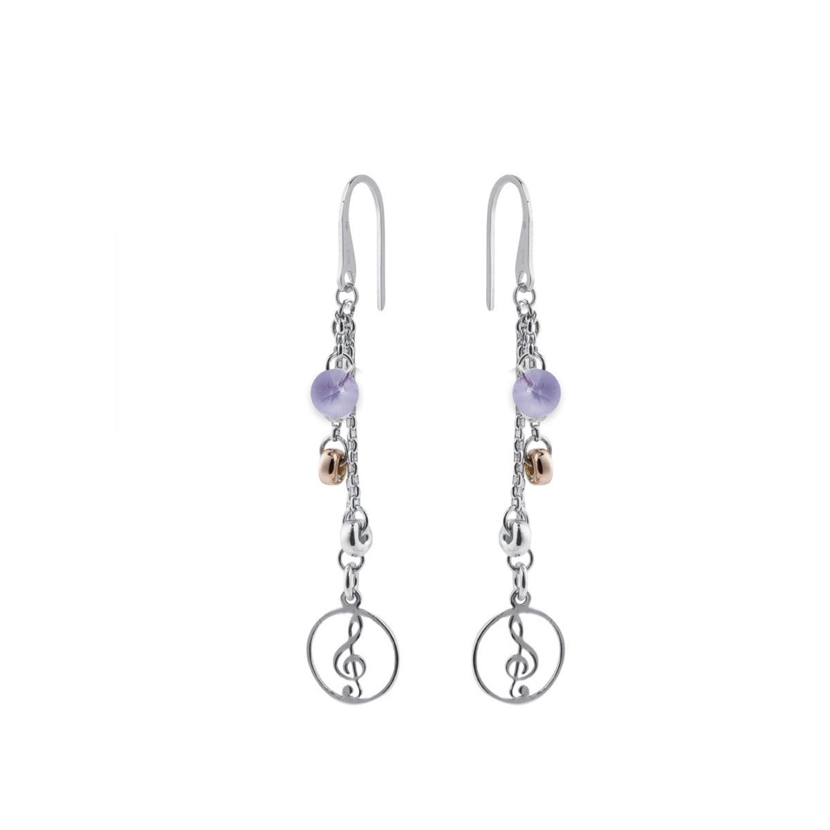 Earrings in rhodium-plated and rose-gold plated 925 silver, and Swarovski ™ - ZOR733-LH