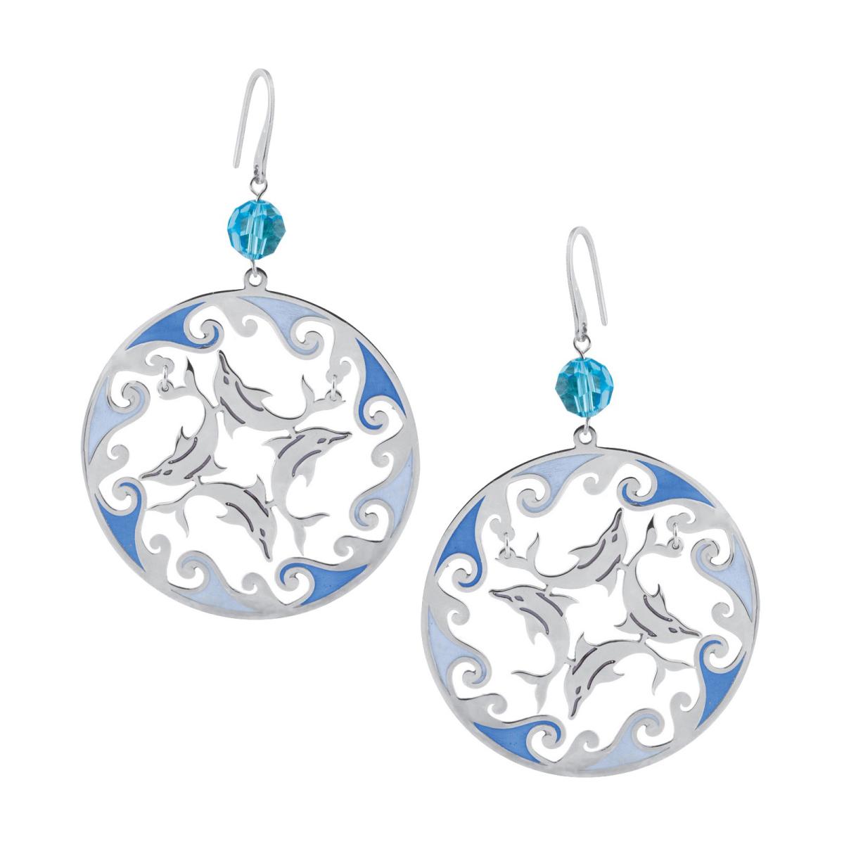 Rhodium plated silver earrings with cathedral enamels - ZOR760-MB