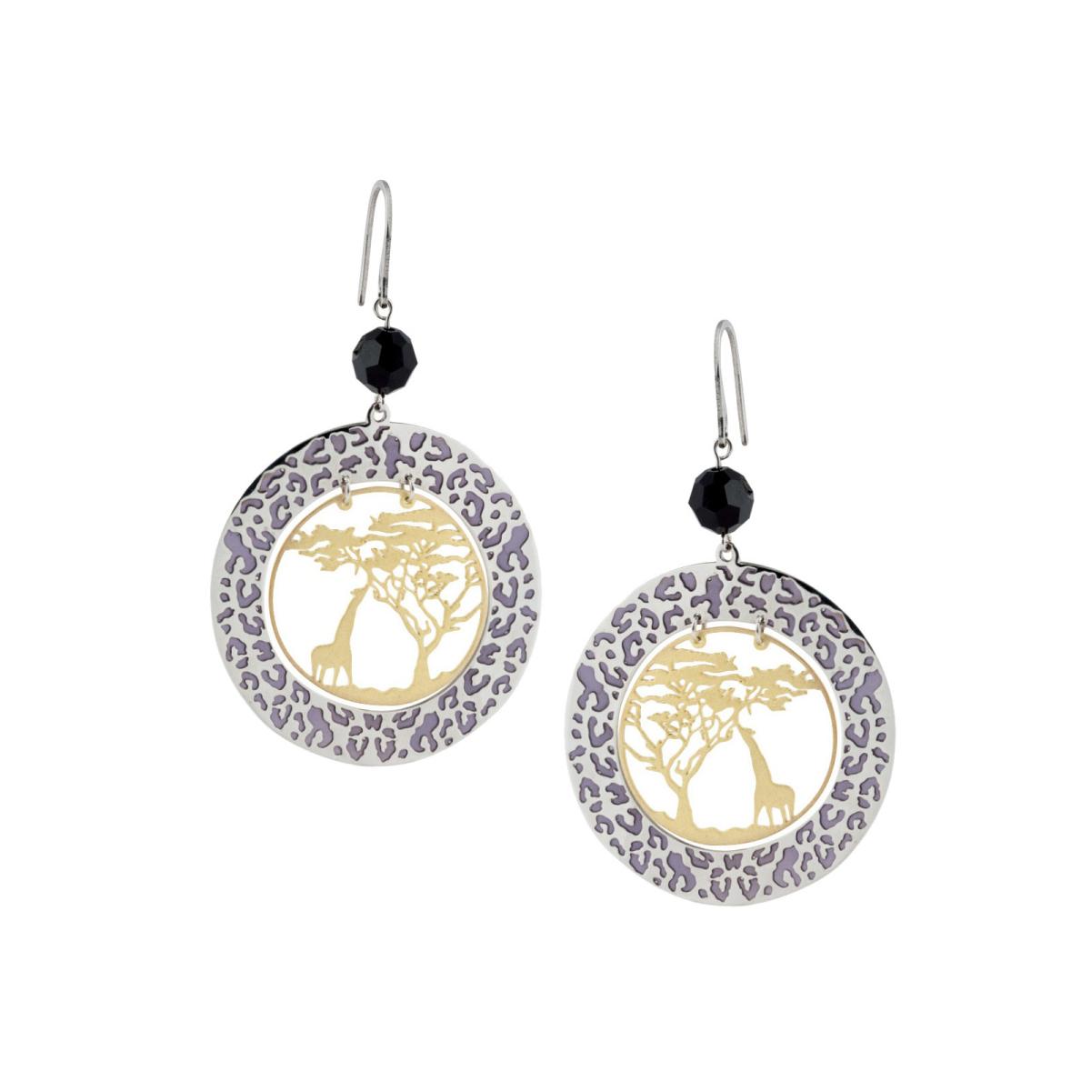Silver rhodium-gold earrings 2 mic. with cathedral enamel - ZOR764-MN