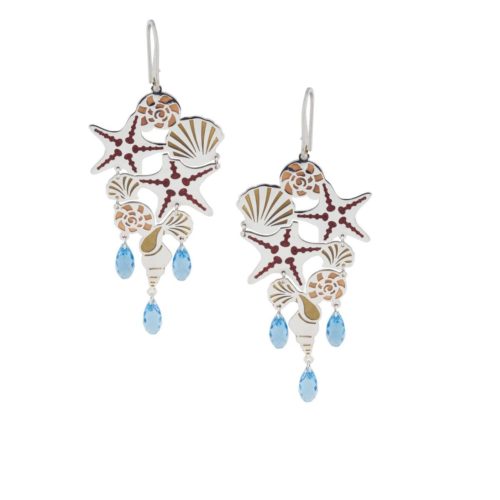 Rhodium plated silver earrings with cathedral enamels - ZOR795-MB