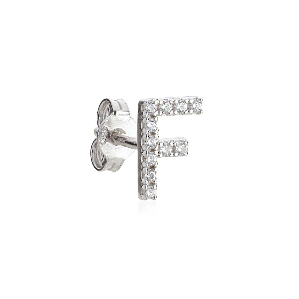 Mono Earring with Zircon Initials in Block Letters - All initials available - ZOS3