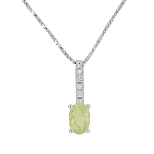 18kt white gold necklace with diamonds and central natural semi-precious stone - CD648/