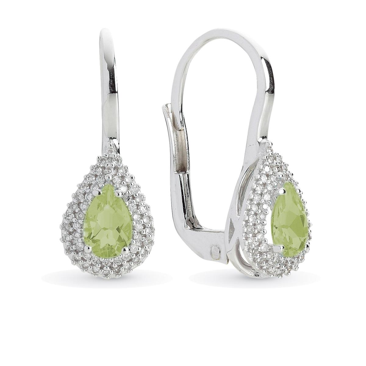 18 kt white gold earrings, with diamonds and central semiprecious stone - OD326/