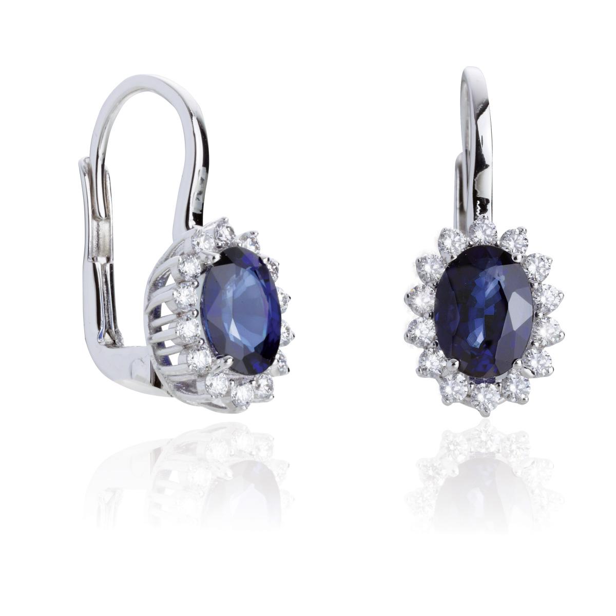 Hook earrings in 18kt white gold with diamonds and precious stones - OD447