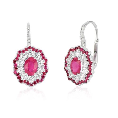 Hook earrings in 18kt white gold with diamonds and precious stones - OD486
