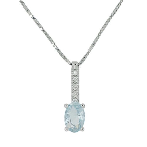 18 kt white gold necklace with aquamarine and diamonds - CD648/AC-LB