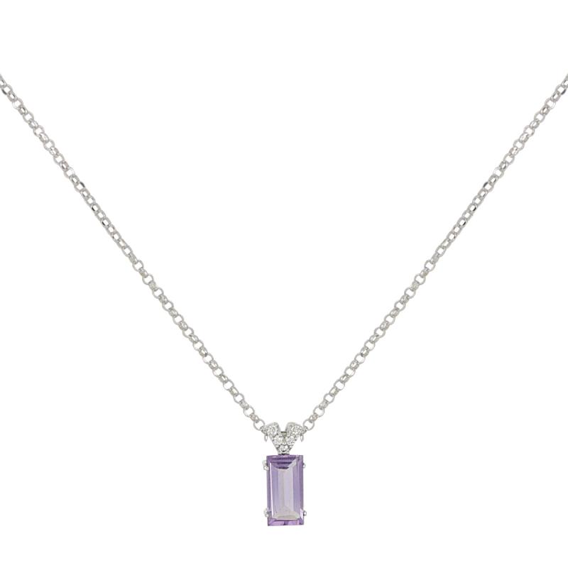 18kt white gold necklace with diamonds and central gemstone - CD660/