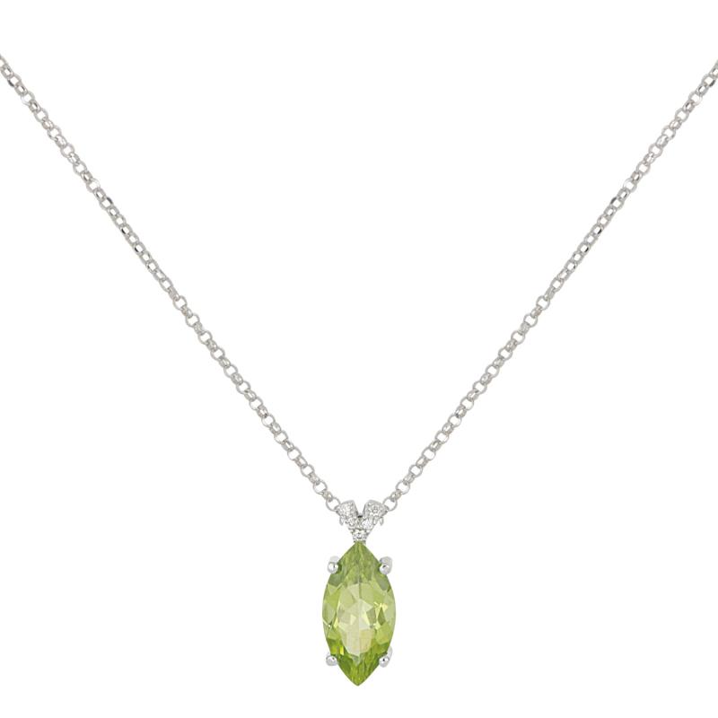 18kt white gold necklace with diamonds and central gemstone - CD661/