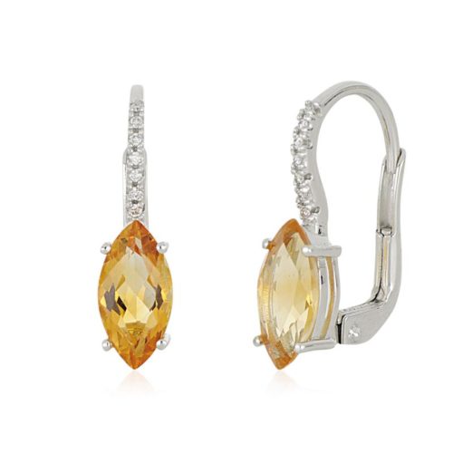 18 kt white gold earrings, with diamonds and central precious stone - OD506/
