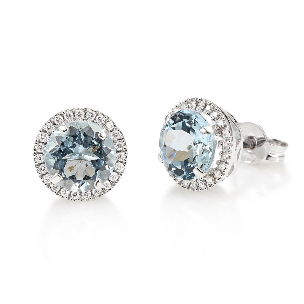 18 kt white gold earrings, with aquamarine and diamonds - OD195-LB