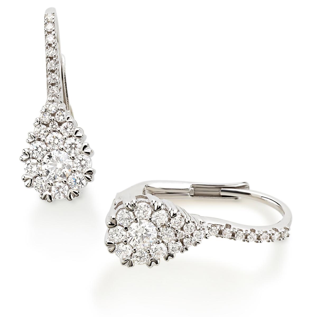 18kt white gold ear hook drop earrings with pavé diamonds - OD331/DB-LB