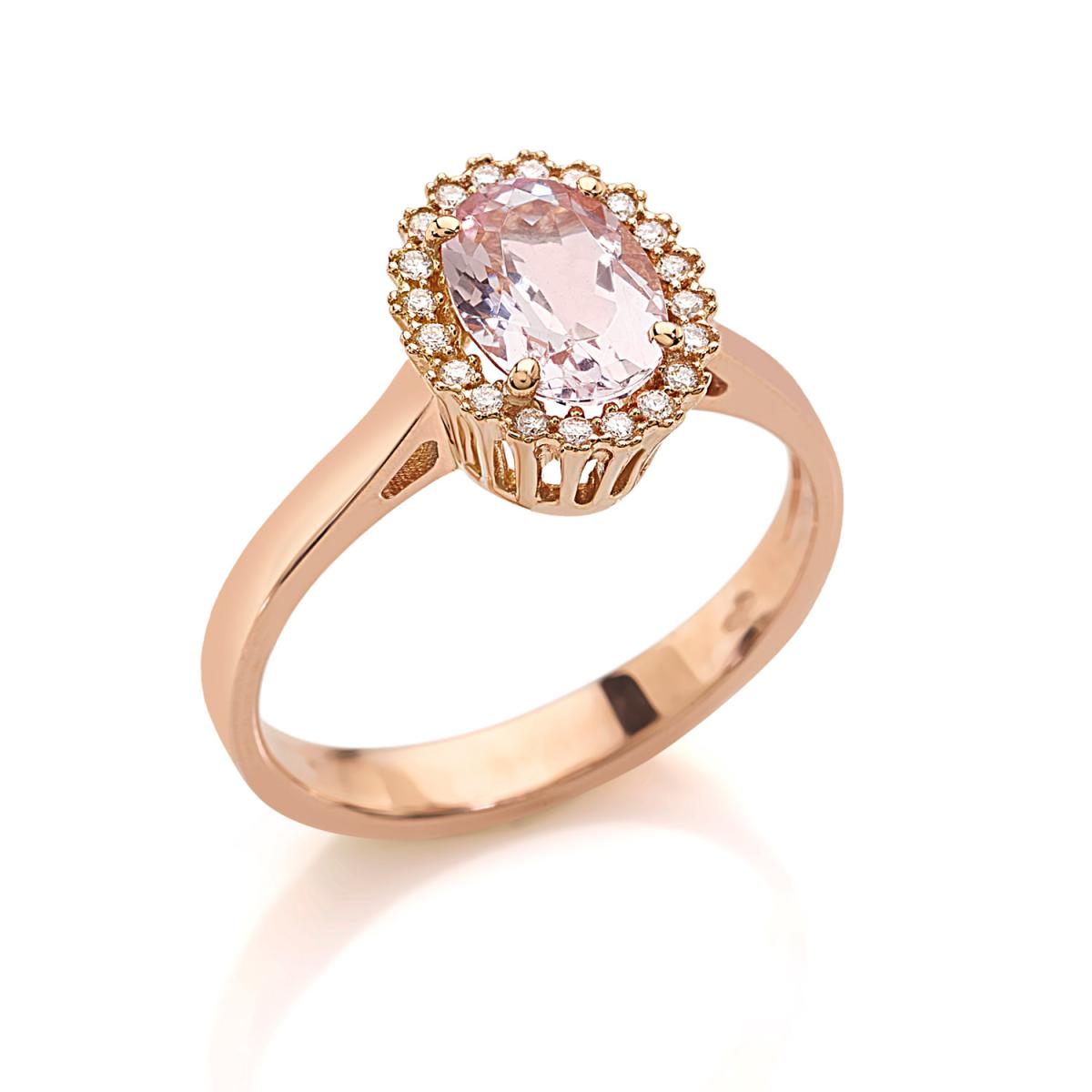 18kt gold ring with Morganite and diamonds - AD709/MO-LR