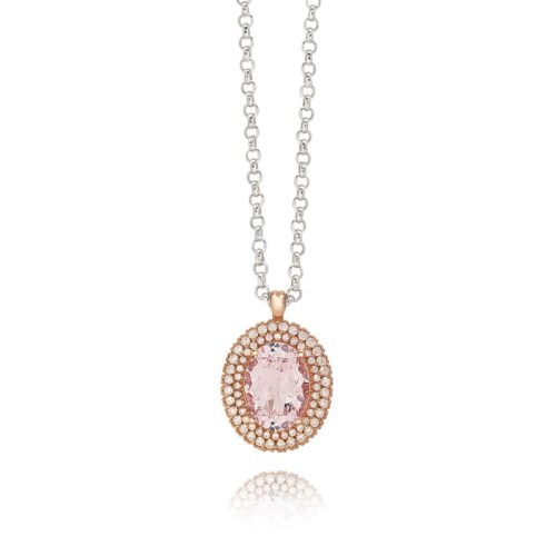 18kt gold necklace with Morganite and diamonds - CD352/MO-LH