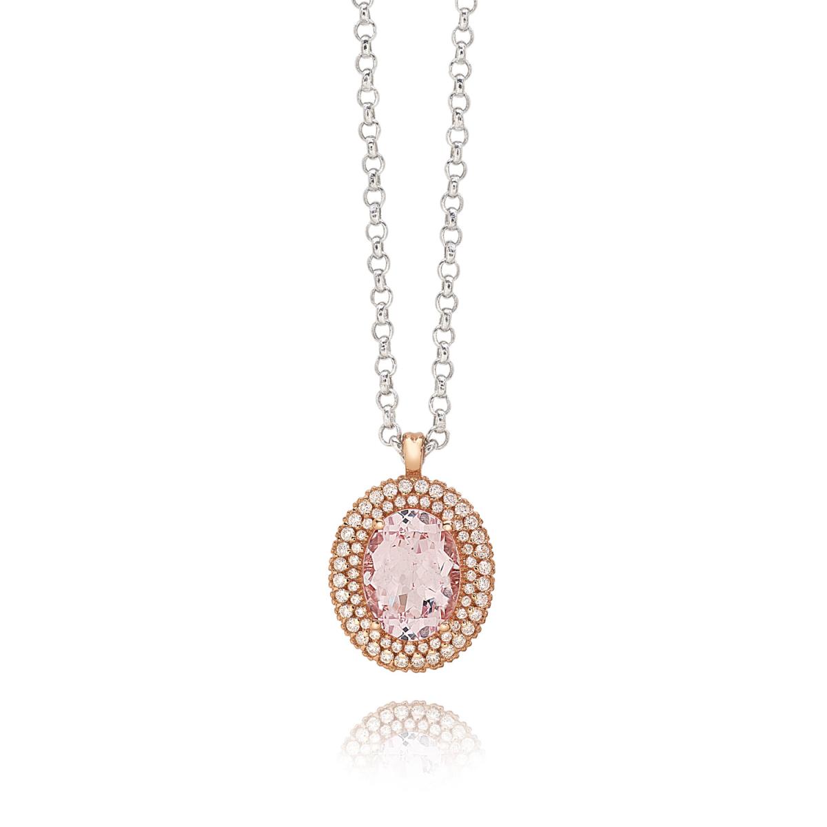18kt gold necklace with Morganite and diamonds - CD352/MO-LH