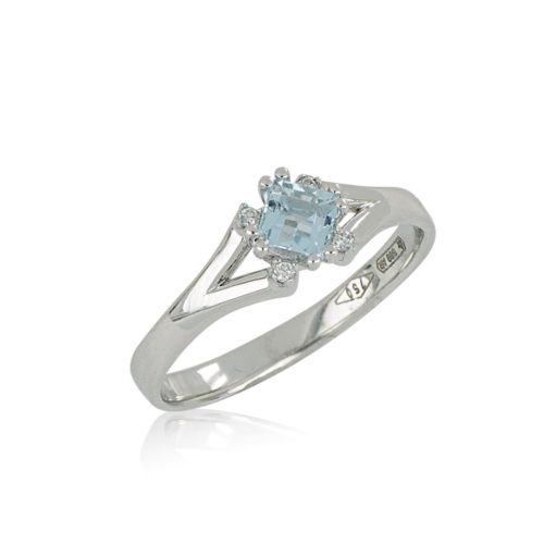 18 kt white gold ring, with aquamarine and diamonds - AD1037/AC-LB