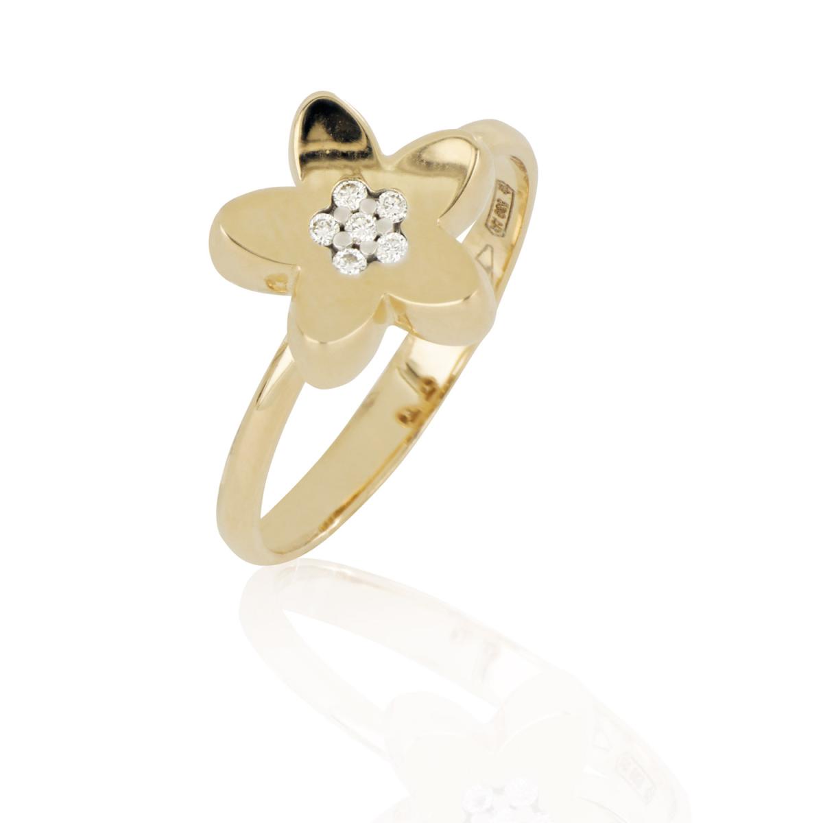 Flower ring in gold and diamonds - AD961