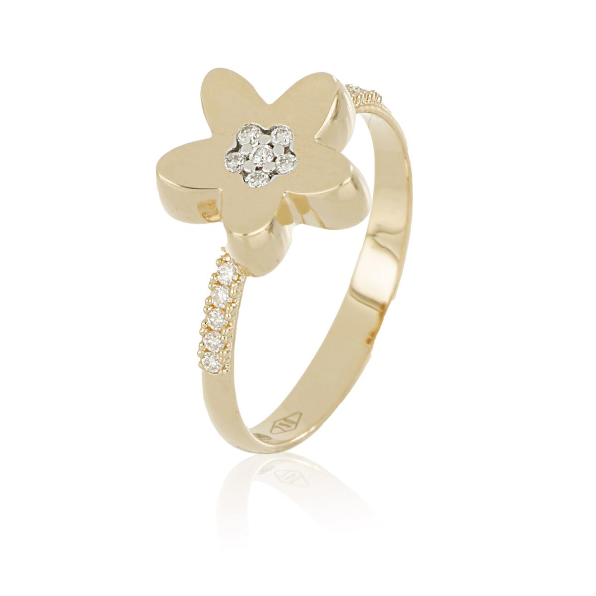 Flower ring in gold and diamonds - AD975