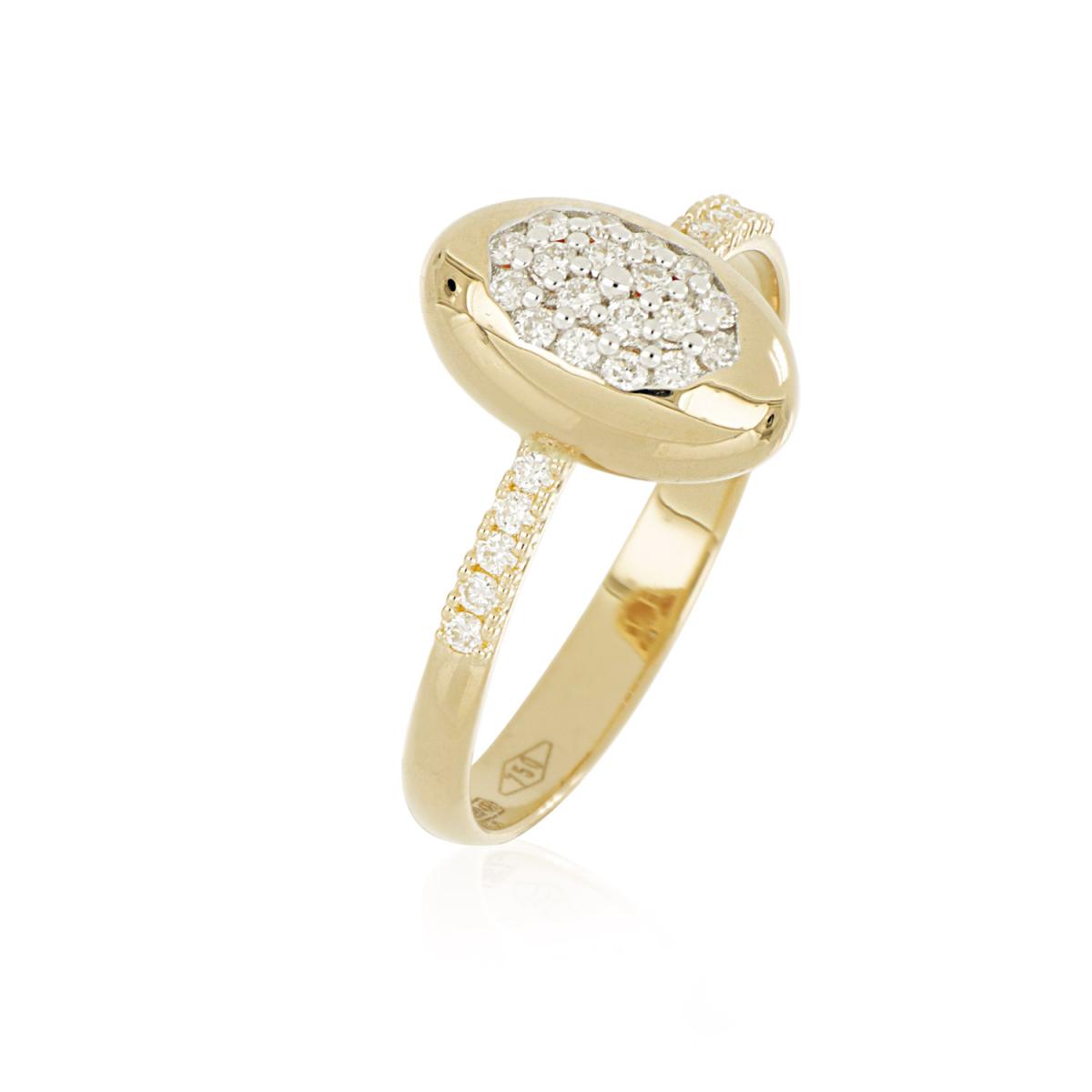 Oval ring in gold and diamonds - AD977