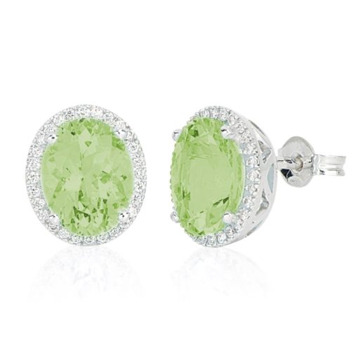 18 kt white gold earrings, with diamonds and central semiprecious stone - OD479/